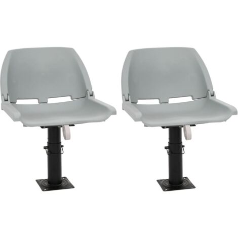 Asientos plegables de barco sin cojín gris 4 uds 48x51x41 cm