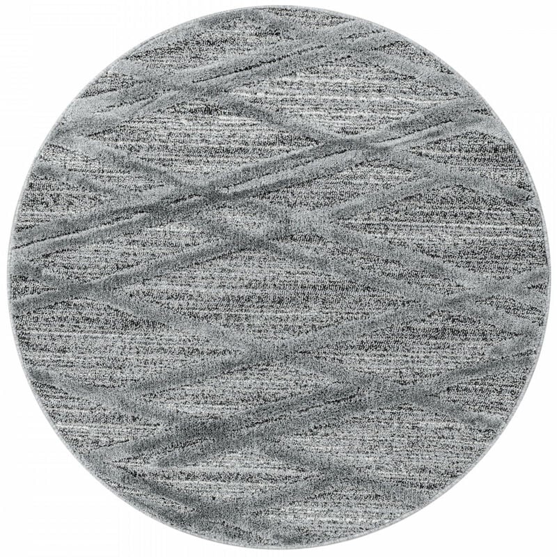 Pisa - Tapis Rond en relief Berbère asima Gris (80x80cm)