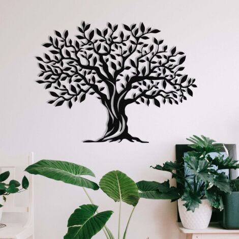Asir Group Llc – Décoration murale en métal arbre noir mat – Design moderne 69x52cm – Apportez une touche élégante à votre intérieur
