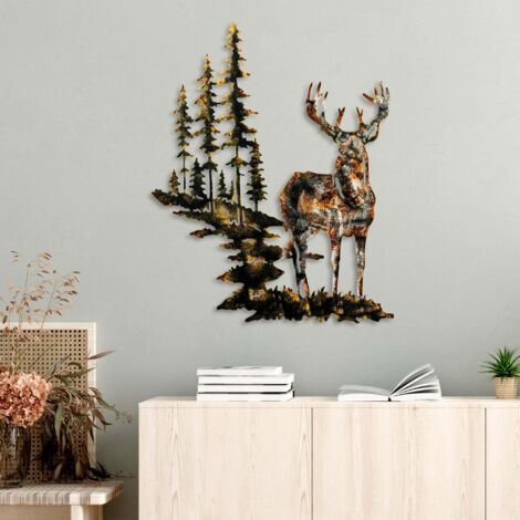 Asir Group Llc – Décoration murale en métal cerf Acacia – Design moderne 79x65cm – Élément artistique pour intérieur – Livré monté