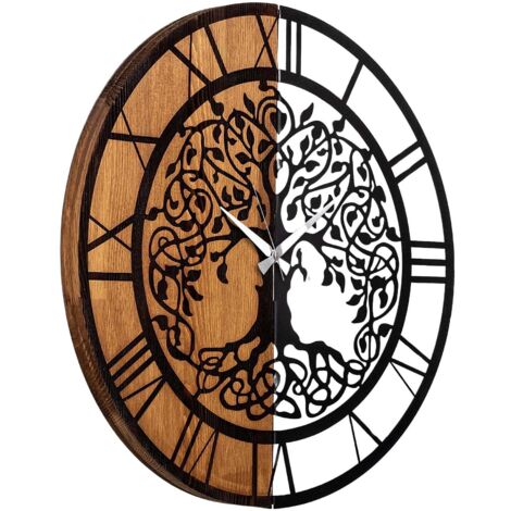 Asir Group Llc – Décoration murale horloge en métal et bois – Dimensions 120x60cm – Élégance moderne pour intérieur – Livré monté
