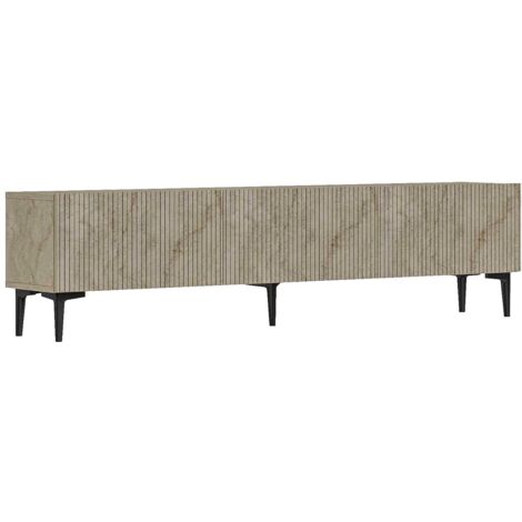 Asir Group Llc – Meuble TV Travertin 180 cm – Aggloméré mélaminé 18 mm – Design moderne et épuré – Rangement spacieux pour salon