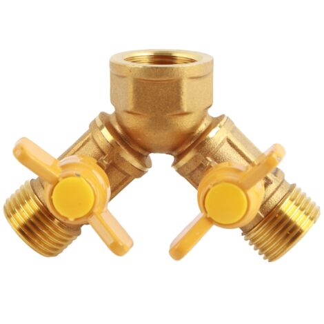 Asixx Raccord de Tuyau à 2 Sorties, G1/2 Nez de Robinet à 2 Voies en Laiton Adaptateur de Tuyau Splitter de Tuyau pour Usage Domestique ou Industriel