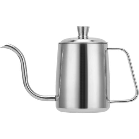 Asixxsix Schwanenhals-Kaffeekessel, 350 ml Edelstahl-Wasserkocher, Teekanne für Zuhause und Küche, kleiner Teekessel, Filterkaffeemaschine (Silber 350 ml)