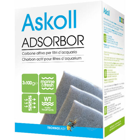 Askoll Adsorbor Carbone Attivo 3x100g Per Filtri D'acquari
