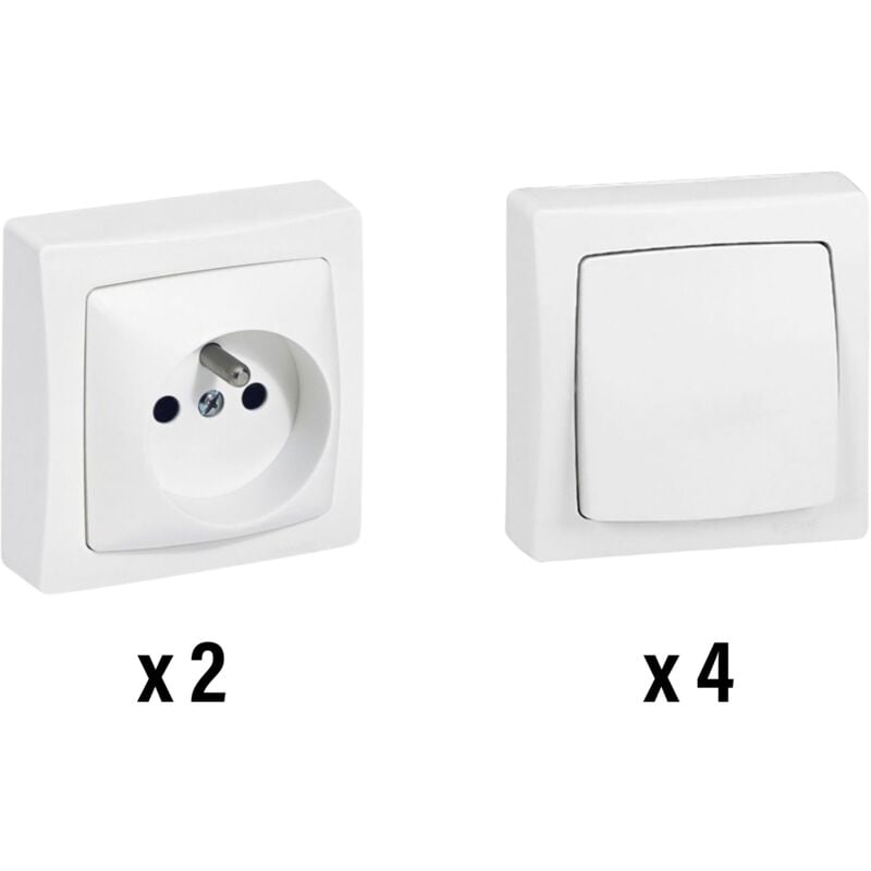 Legrand - Lot 2 interrupteurs ou va-et-vient + 4 prises de courant Appareillage saillie