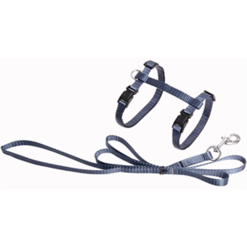Harnais et laisse de 1,10 mètre bleu granite pour chat Flamingo Harnais et laisse de 1,10 mètre bleu granite pour chat Flamingo