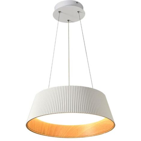 Aspe - Hängelampe 46cm, 1xLED, 30W, Weiß + Holz