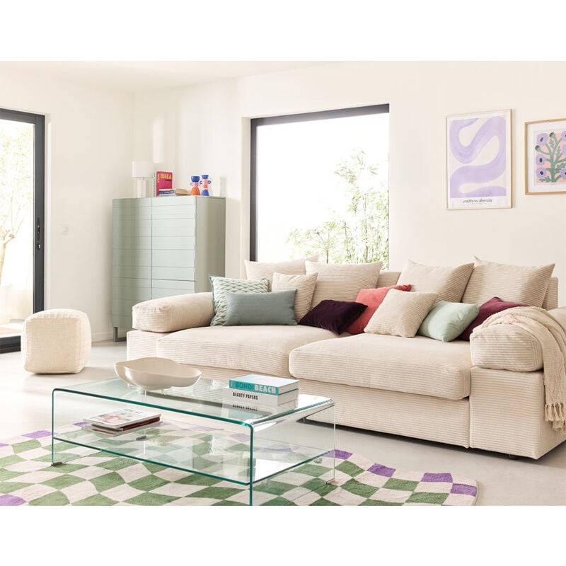 Lisa Design - Aspen - canapé 4 places - assise profonde - velours côtelé - beige