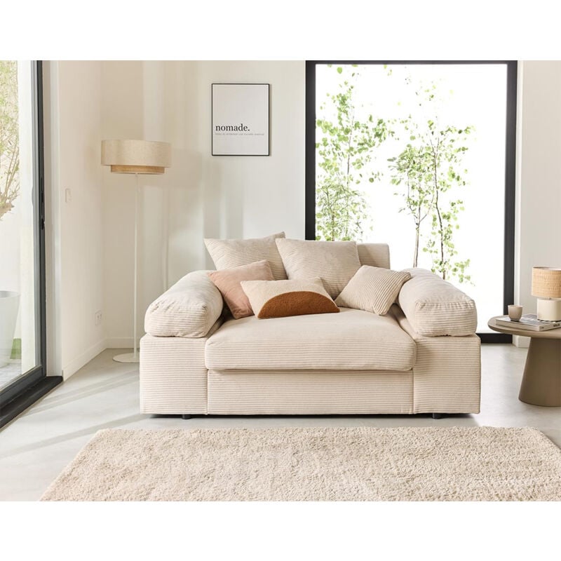 Aspen - fauteuil xl - assise profonde - velours côtelé - beige