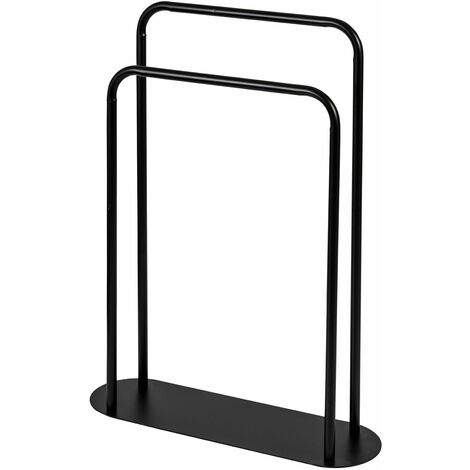 SHOWERDRAPE Aspen Freestanding Black Double Towel Stand