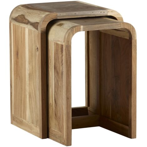 Aspen Nest of 2 Tables - Metal/Wood - L35 x W40 x H55 cm