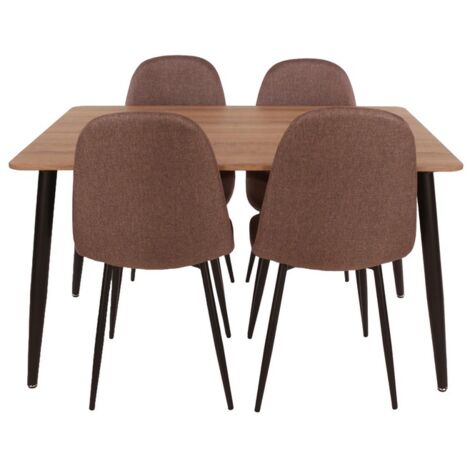 Aspen Rectangular Dining Table, Aged Oak Effect Foiled Top and 4 Upholstered Chair Set