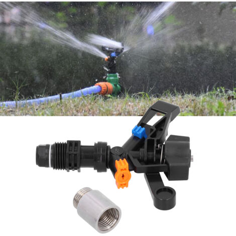 Aspersor agrícola automático fabricado en ABS y aleación de aluminio, rosca externa G1/2, rotación de 360°, riego para jardines e invernaderos.