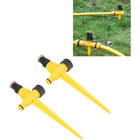 Aspersor Arona M360, aspersor de jardín ABS giratorio de 360°, aspersor de riego para huertos y jardines con 2 aspersores y 2 cabezales de aspersión.