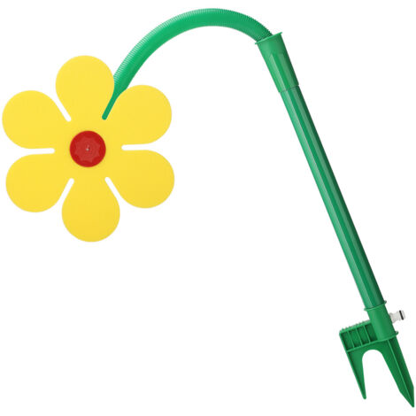 Aspersor de jardín con forma de margarita, con forma de flor, con función giratoria, para regar y como bonita decoración, plástico amarillo, 76 cm