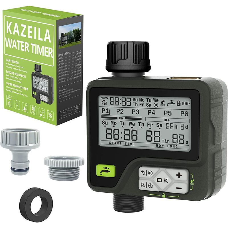 

Aspersor de riego automático para jardín 6 programas de riego separados con control manual impermeable por sensor de lluvia para césped de jardín