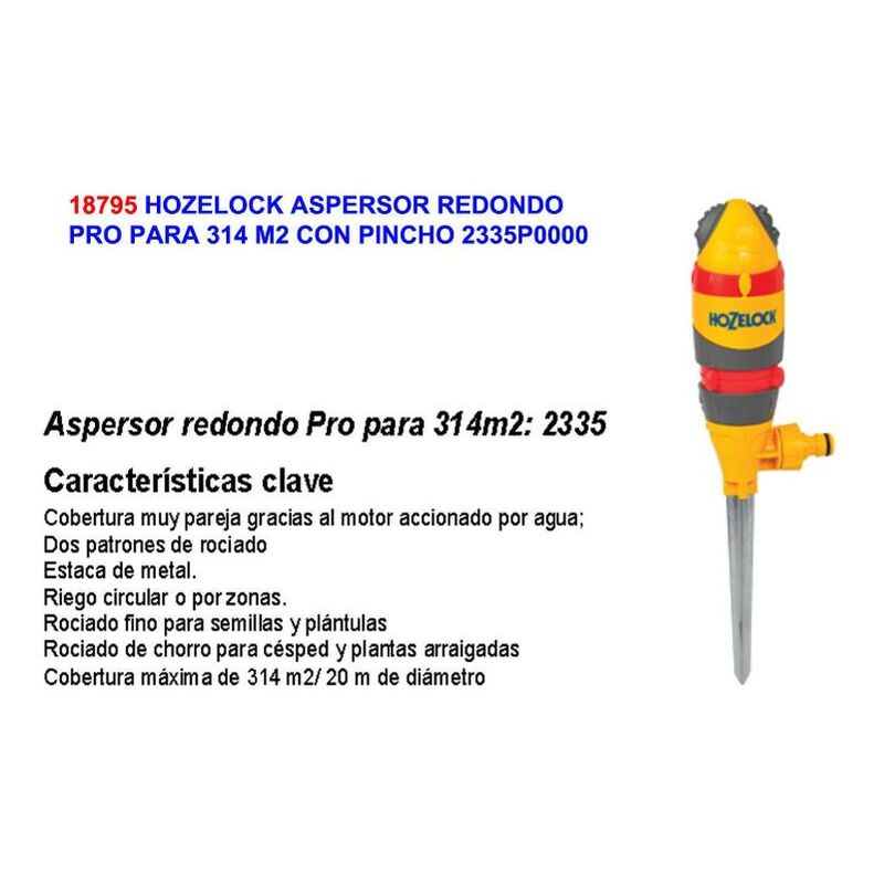 

hozelock aspersor redondo pro para 314 m2 con pincho 2335p0000 - Mibricotienda