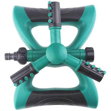Aspersor giratorio de 360° con 3 brazos ajustables, pulverizador de agua para césped y jardín, cobertura amplia y uniforme.