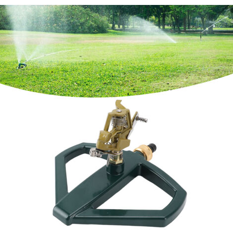 Aspersor giratorio de 360° para jardines y céspedes: amplia zona de riego automático, base metálica resistente a la corrosión (aleación de zinc + acero inoxidable, aprox. 700 g, modelo amarillo).