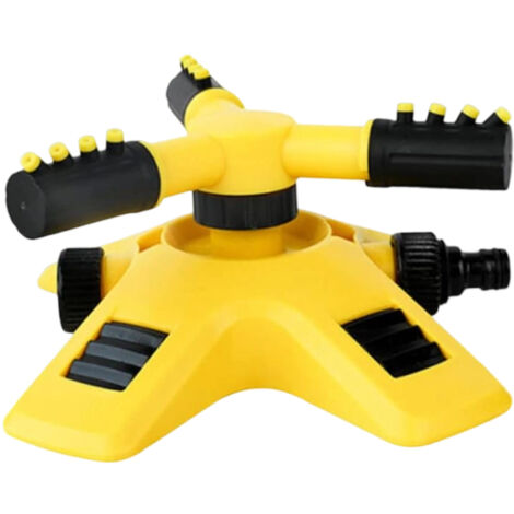Aspersor giratorio para jardín, rocía agua de manera uniforme, con dispositivo de conexión, aspersor automático, adecuado para regar grandes áreas de jardines y zonas agrícolas, amarillo y negro.