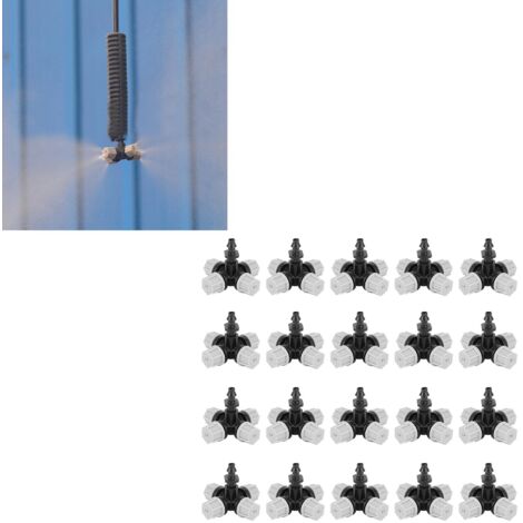 Aspersor microatomizador en forma de cruz (ABS, varios colores, 20 unidades, conexión para manguera) con dispensador.