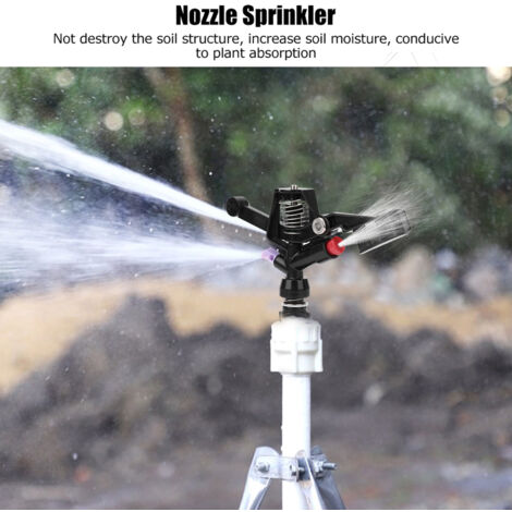 Aspersor rotativo para agricultura  5 boquillas, brazo basculante DN20 de 3/4 de pulgada, negro  Riego de grandes superficies