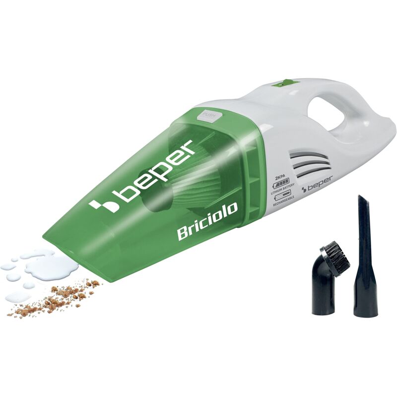 50.401 Aspirabriciole Senza Fili, Piccolo e Maneggevole-Aspira Liquidi e Solidi con Filtro Hepa per Macchina o Casa, Acciaio, Bianco/Verde, 75 w, 0.4