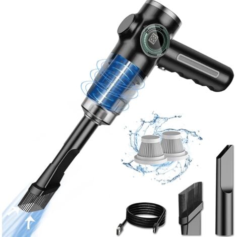 ULISEM Aspirador de Coche Inalámbrico 29000Pa 120W - Potente aspirador de mano recargable con pantalla LCD y batería de larga duración