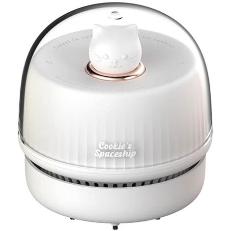Aspirador de mano pequeño ideal para limpiar migas, restos de goma de borrar, teclado, sofá, etc. Mini recogedor de migas portátil de escritorio, color blanco