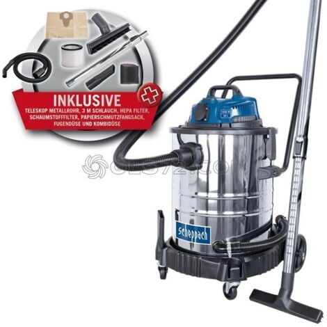 ASPIRADOR POLVO AGUA SECO HÚMEDO ACERO INOXIDABLE 50L 1400W SCHEPPACH ASP50-ES