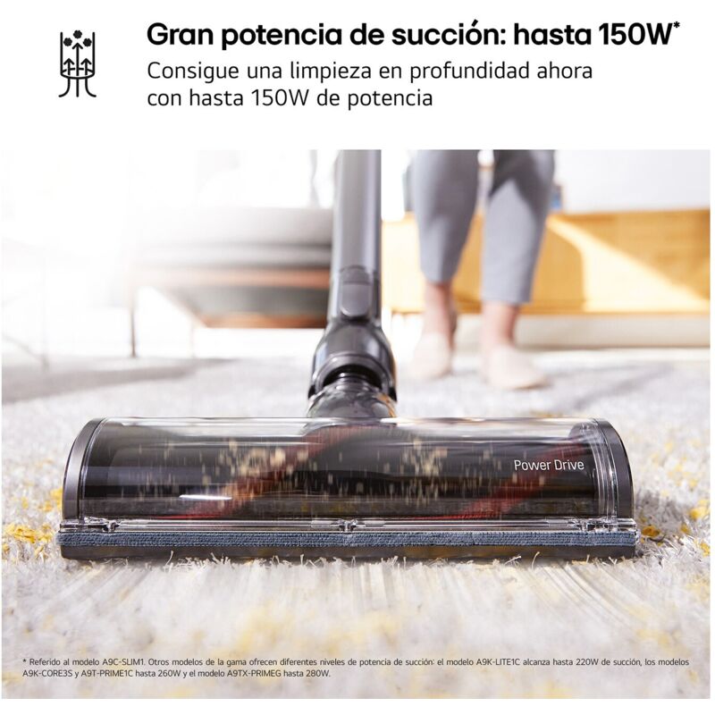 Aspirador Sin bolsa Ciclónico 150W LG A9C-SLIM1C Beige, Negro