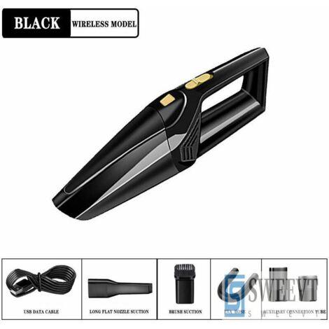 Aspiradora de mano, 120 W, 2200 mAh, inalámbrica, recargable, portátil, con carga USB y filtro lavable, ideal para pelo de mascotas, cocina, oficina y coche (inalámbrica, negra)