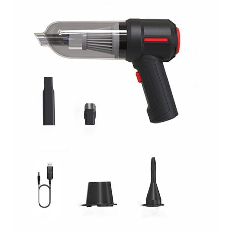 Aspiradora de mano, inalámbrica, recargable, potencia 45 W, 9.000 PA, 2.000 mA, color negro