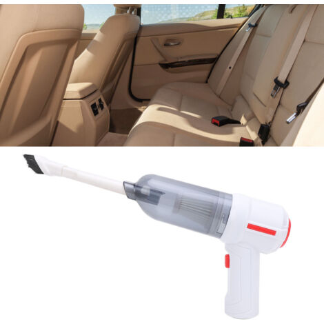 Aspiradora de mano multifuncional y recargable (9000 kPa) – Aspiradora inalámbrica portátil para coche y hogar con 4 boquillas, color blanco.