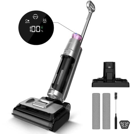 Aspiradora inalámbrica inteligente Redkey W13 para seco y húmedo, secado con aire caliente, 17,5 kPa, limpieza de bordes, depósito de agua de 900 ml, 45 minutos de autonomía, pantalla LED