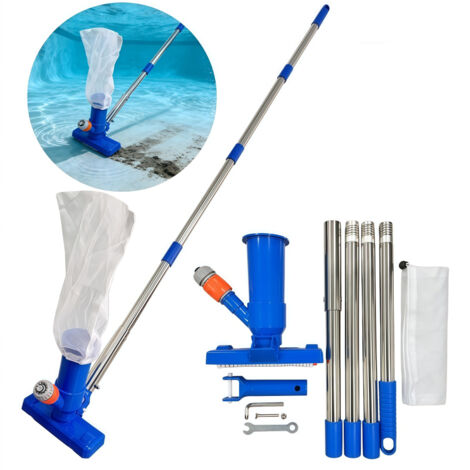 Aspiradora manual para piscinas - Kit de limpieza con pértiga telescópica de 155 cm y bolsa de filtro.