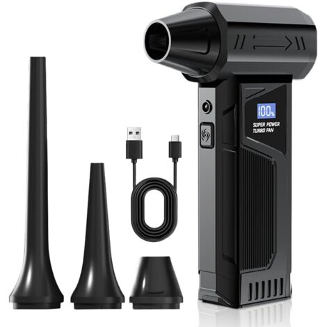 Aspiradora neumática inalámbrica con ventilador turbo de 4 velocidades ajustables, ventilador turbo multifuncional, adecuada para limpiar ordenadores, teclados, coches, hojas secas y polvo.