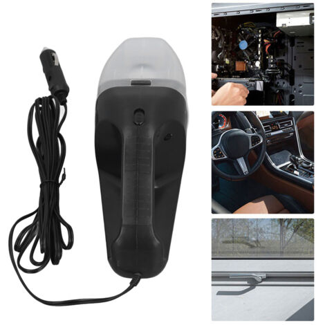 Aspiradora para coche ManoMANO de 120 W, gran potencia de succión, pequeña y portátil, limpieza en seco y húmedo, ABS, dimensiones 350 x 85 x 90 mm, color negro, juego de 4 accesorios.