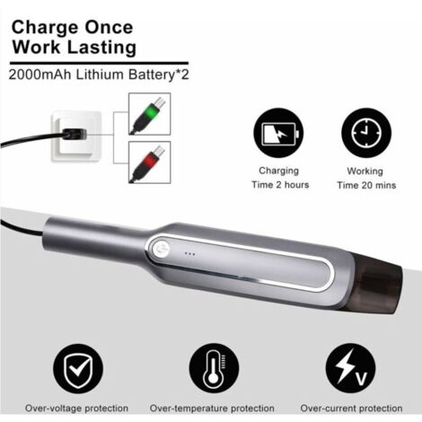 Aspiradora portátil inalámbrica de mano de 6000 Pa - Potente, recargable con batería de 2000 mAh, mini aspiradora para limpieza de coche, sofá y hogar con 2 boquillas.