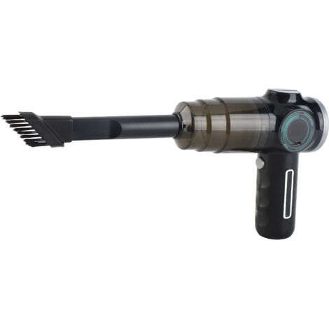 Aspiradora portátil para el hogar y el coche con cepillo y boquilla para ranuras, pantalla digital, batería recargable, filtro lavable – 120 W, 2000 mAh, ABS – juego completo con accesorios