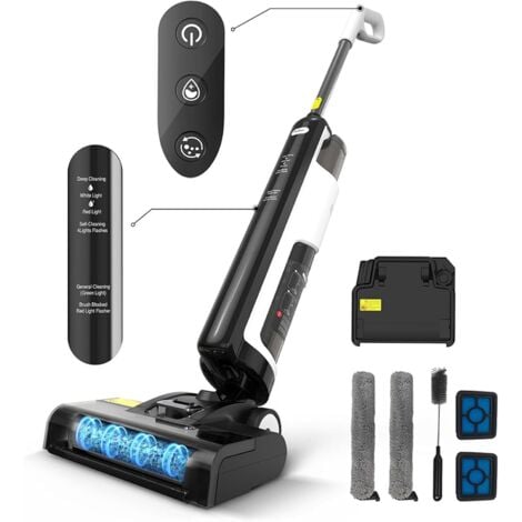 Aspiradora y trapeador inalámbrico Redkey W12SE - Trapeador eléctrico autolimpiable Sin enredos Autonomía de 45 minutos Tanque doble de 1,15 litros Desinfección electrolítica