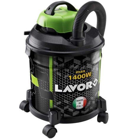 Aspirapolvere bidone 1400 Watt 20L fusto acciaio motore silenziato doppio isolamento elettrico con accessori integrati