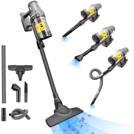 Aspirapolvere con scopa wireless senza SDLOGAL - 3 velocità - potente - compatta - luce - autonoma - riduzione del rumore - 600w- con supporto per montaggio a parete per animali, casa, auto, uffici