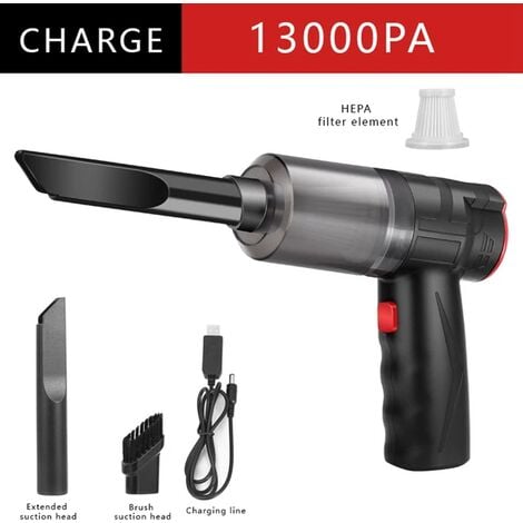 Aspirapolvere manuali, Aspirapolvere a batteria per auto 2 in 1 Aspirapolvere a mano senza fili per casa e auto Mini aspirapolvere a doppio uso, 16000Pa set 150W