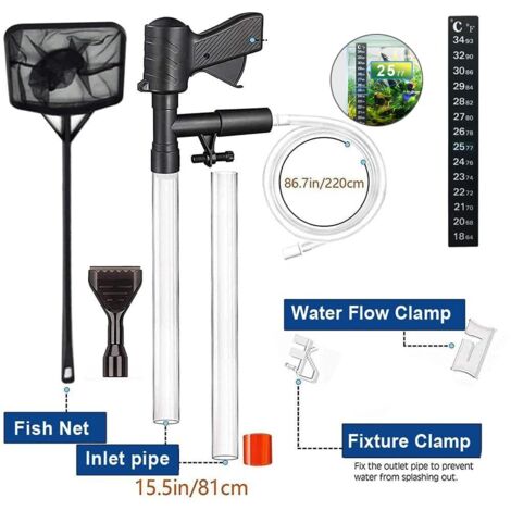 Aspirapolvere per acquari, Pulitore per acquari, Accessori per acquari, Scambiatore d'acqua per acquari, Tubo flessibile per scambio d'acqua semiautomatico, Controllo pneumatico, Kit di pulizia multif