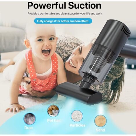Aspirapolvere portatile - 9000 Pa, senza fili, ricaricabile, con filtro USB, aspirapolvere da tavolo, aspirapolvere per peli di cane per casa e auto