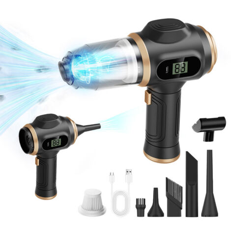 Aspirapolvere portatile per auto, mini aspirapolvere portatile senza fili, ricaricabile, con schermo LCD e bocchette multiple, aspirapolvere portatile ad alta potenza, adatto per auto, case, peli di a