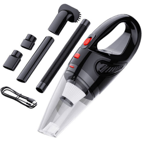 Aspirapolvere portatile senza fili da 5500 Pa, potente aspirazione, ricaricabile tramite USB, per la pulizia di auto, casa e peli di animali domestici (nero)