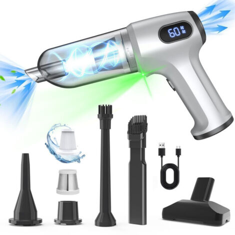 Aspirapolvere portatile senza fili per auto, aspiratore 3-in-1 compatto con motore brushless e interfaccia USB-C, ideale per sedili, tappeti e interni auto.